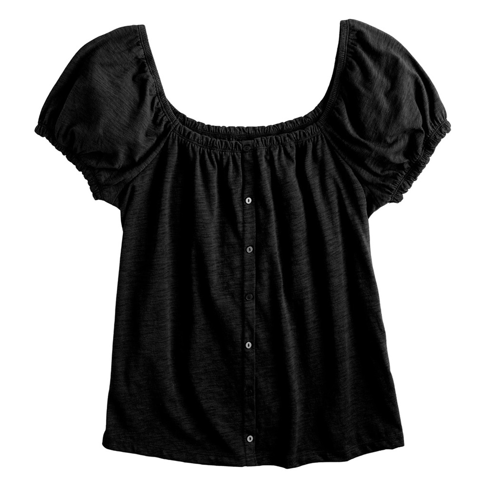 SO kohls- black button style blouse - Size: XS - NWT